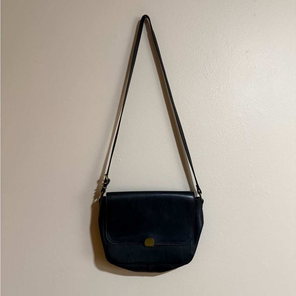Madewell The Abroad Black Leather Crossbody Bag